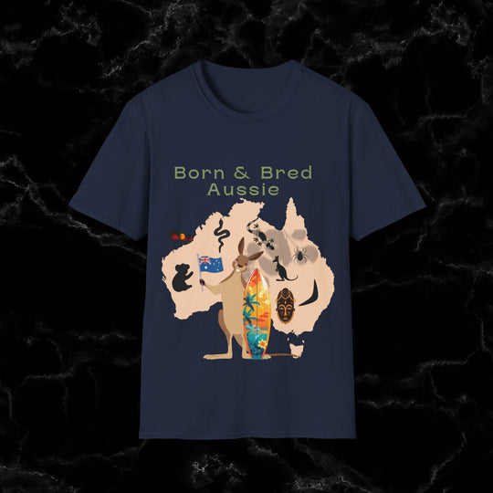 Imagin Vibes: Proudly Aussie - Born & Bred Tee T-Shirt Printify Navy S