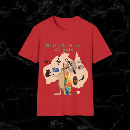 Imagin Vibes: Proudly Aussie - Born & Bred Tee T-Shirt Printify Red S