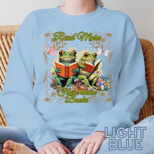 Imagin Vibes: Read More Books Frog Sweatshirt Sweatshirt Printify