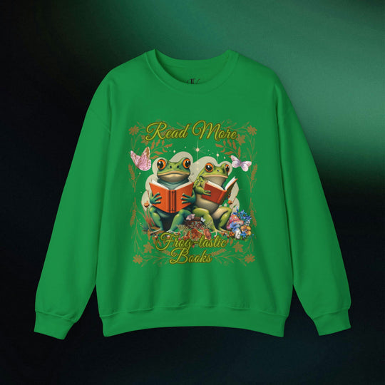 Imagin Vibes: Read More Books Frog Sweatshirt Sweatshirt Printify S Irish Green