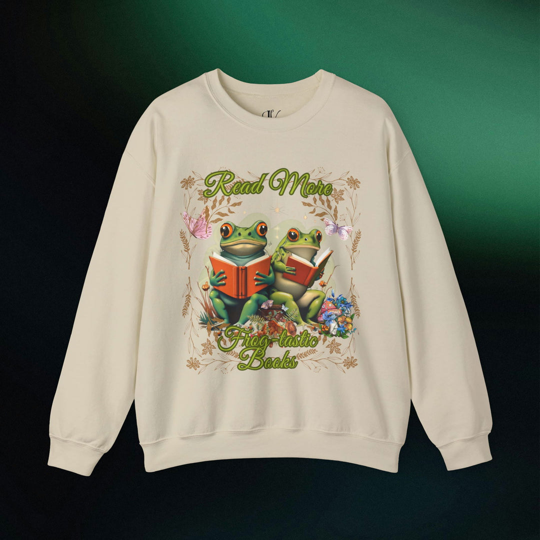 Imagin Vibes: Read More Books Frog Sweatshirt Sweatshirt Printify S Sand