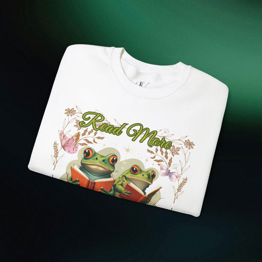 Imagin Vibes: Read More Books Frog Sweatshirt Sweatshirt Printify