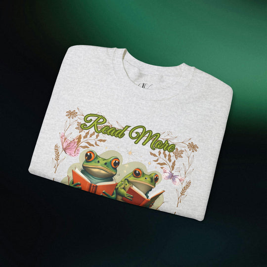 Imagin Vibes: Read More Books Frog Sweatshirt Sweatshirt Printify