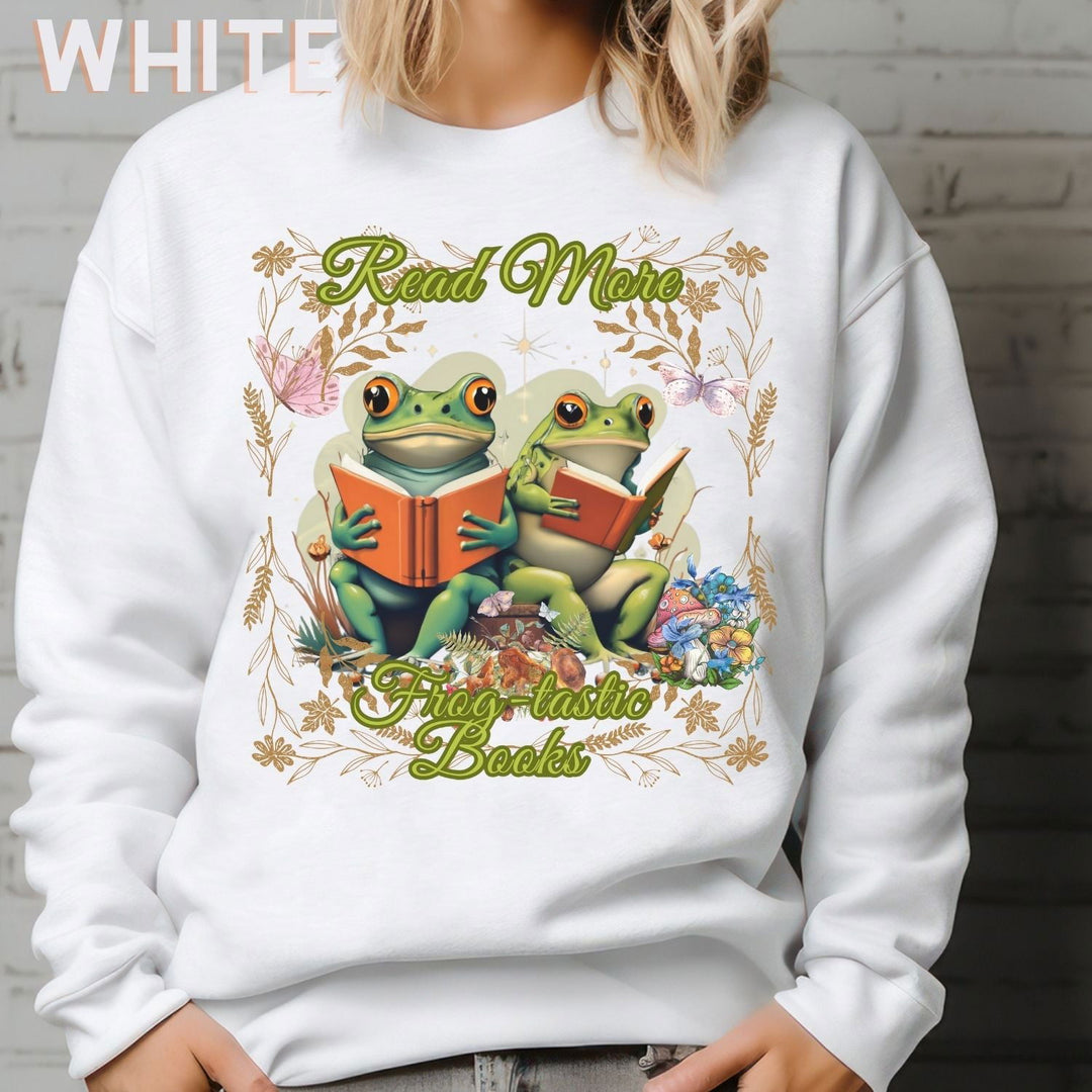 Imagin Vibes: Read More Books Frog Sweatshirt Sweatshirt Printify
