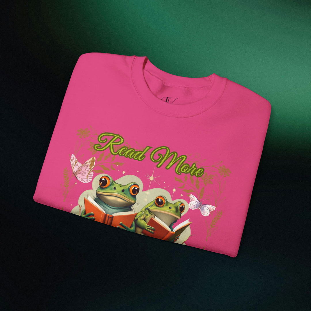 Imagin Vibes: Read More Books Frog Sweatshirt Sweatshirt Printify