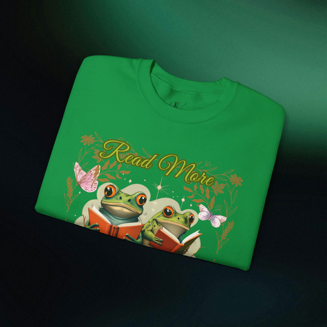 Imagin Vibes: Read More Books Frog Sweatshirt Sweatshirt Printify
