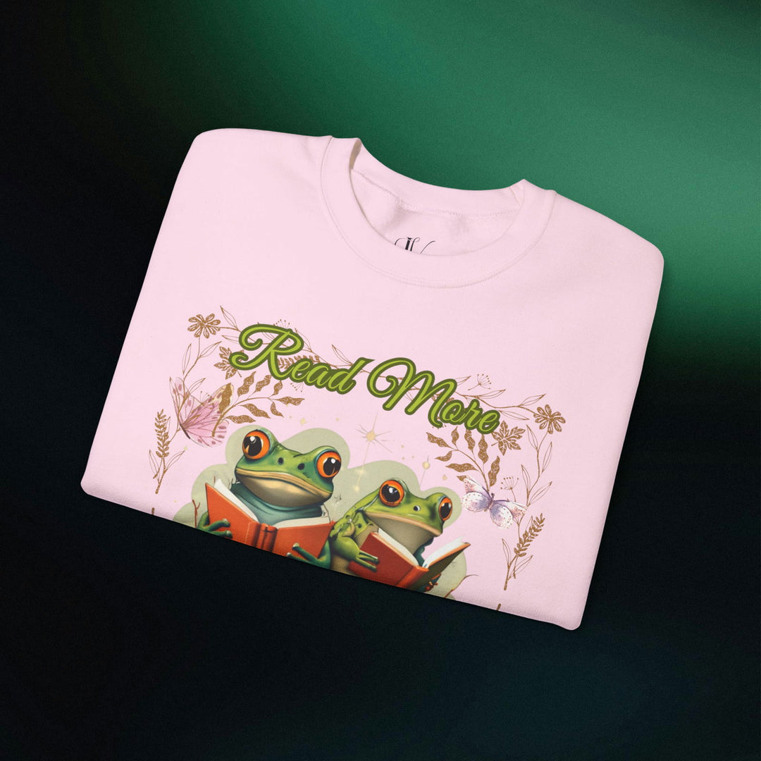 Imagin Vibes: Read More Books Frog Sweatshirt Sweatshirt Printify