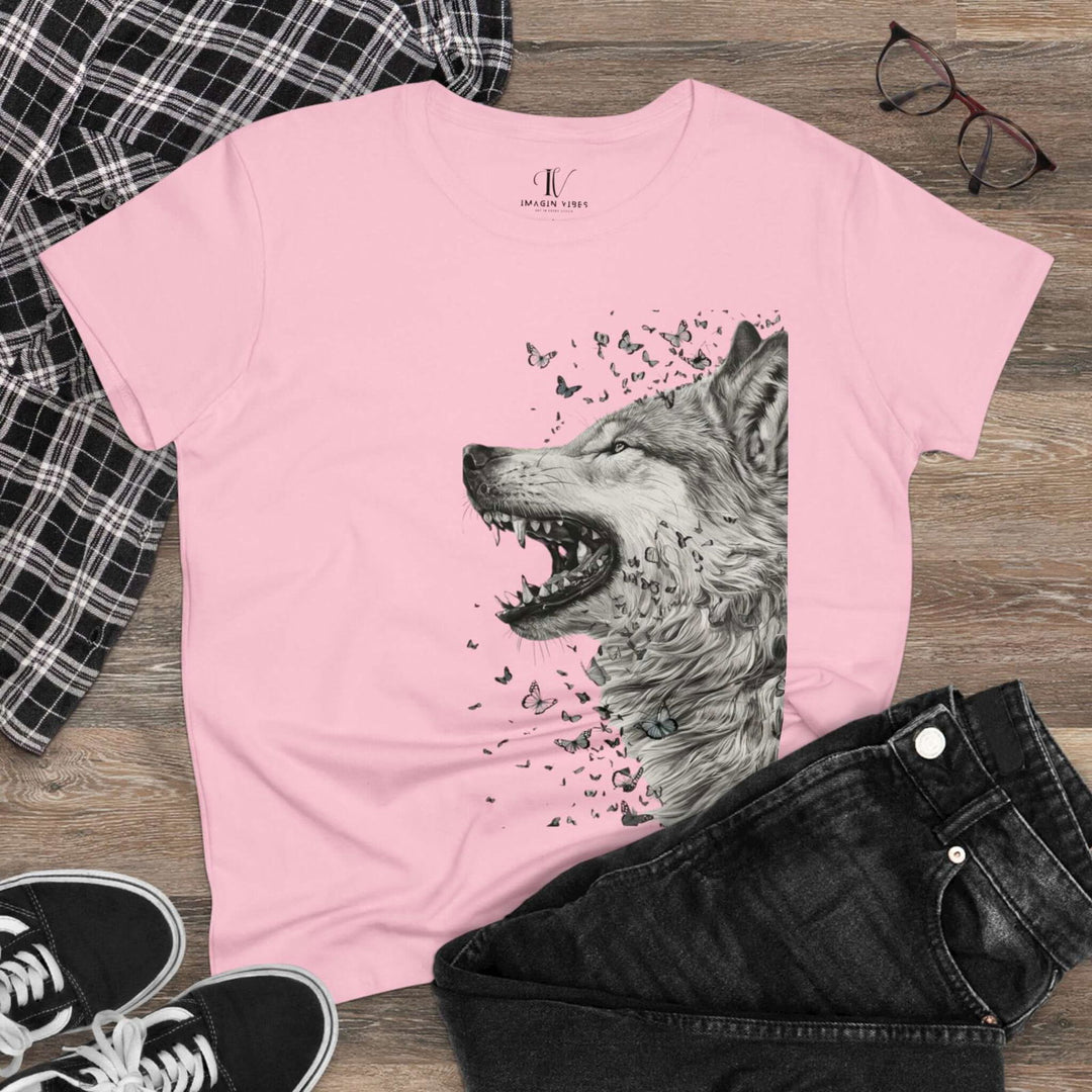 Imagin Vibes: Wild Whispers - Wolf & Butterfly Tee - Imagin Vibes - 