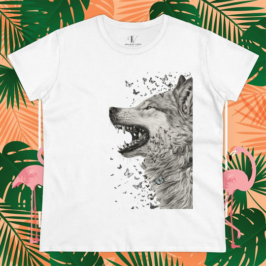 Imagin Vibes: Wild Whispers - Wolf & Butterfly Tee - Imagin Vibes - 