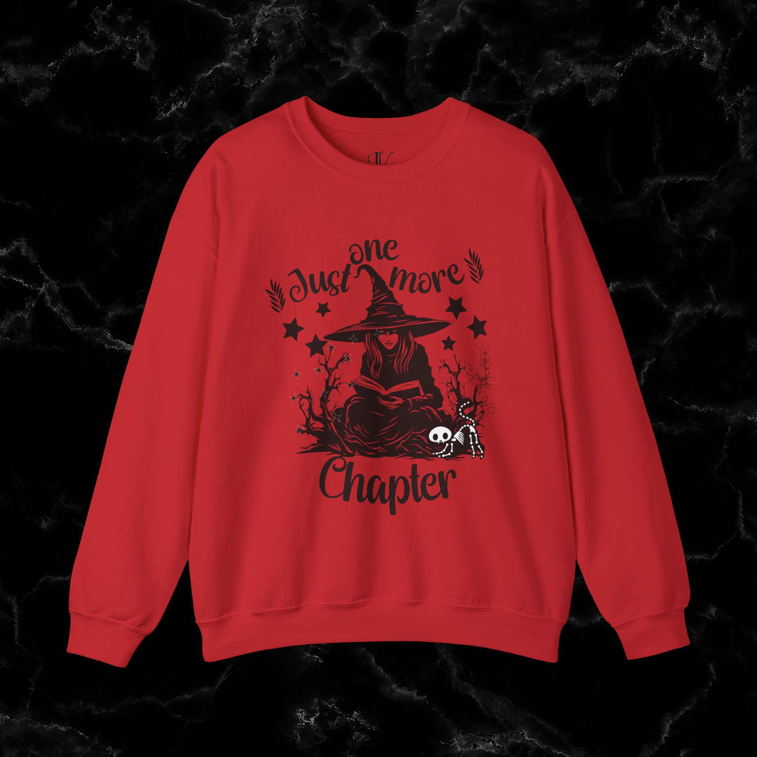 "Just One More Chapter" Sweatshirt: Book Lover Gift Sweatshirt Printify S Red