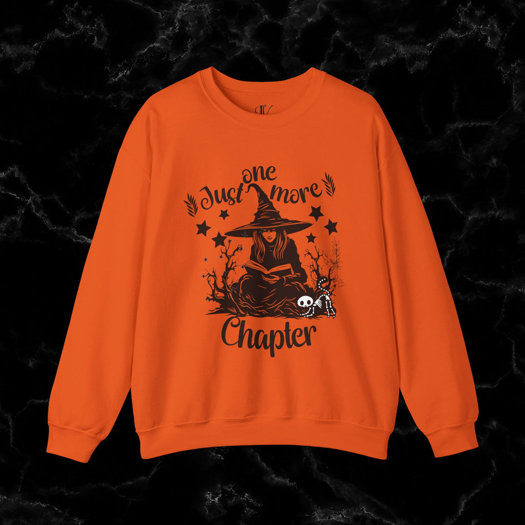 "Just One More Chapter" Sweatshirt: Book Lover Gift Sweatshirt Printify S Orange