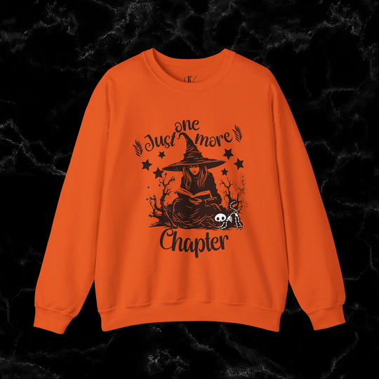 "Just One More Chapter" Sweatshirt: Book Lover Gift Sweatshirt Printify S Orange