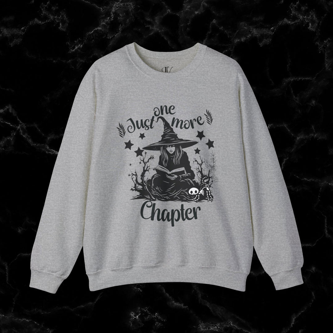 "Just One More Chapter" Sweatshirt: Book Lover Gift Sweatshirt Printify S Sport Grey