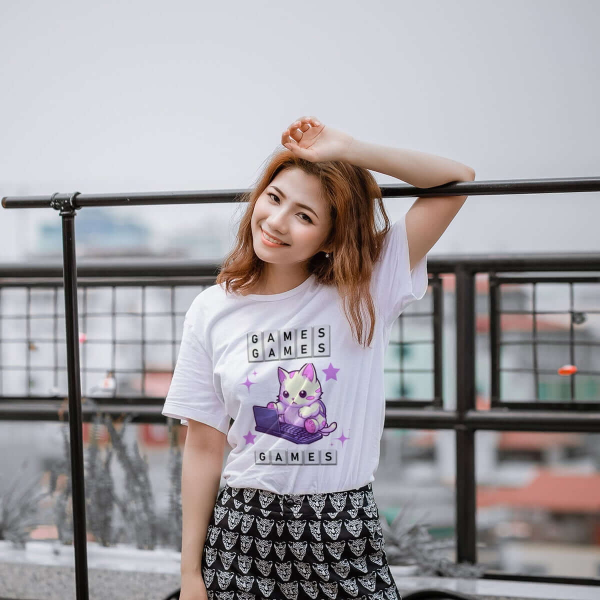 Kawaii Cat Games T-Shirt T-Shirt Printify