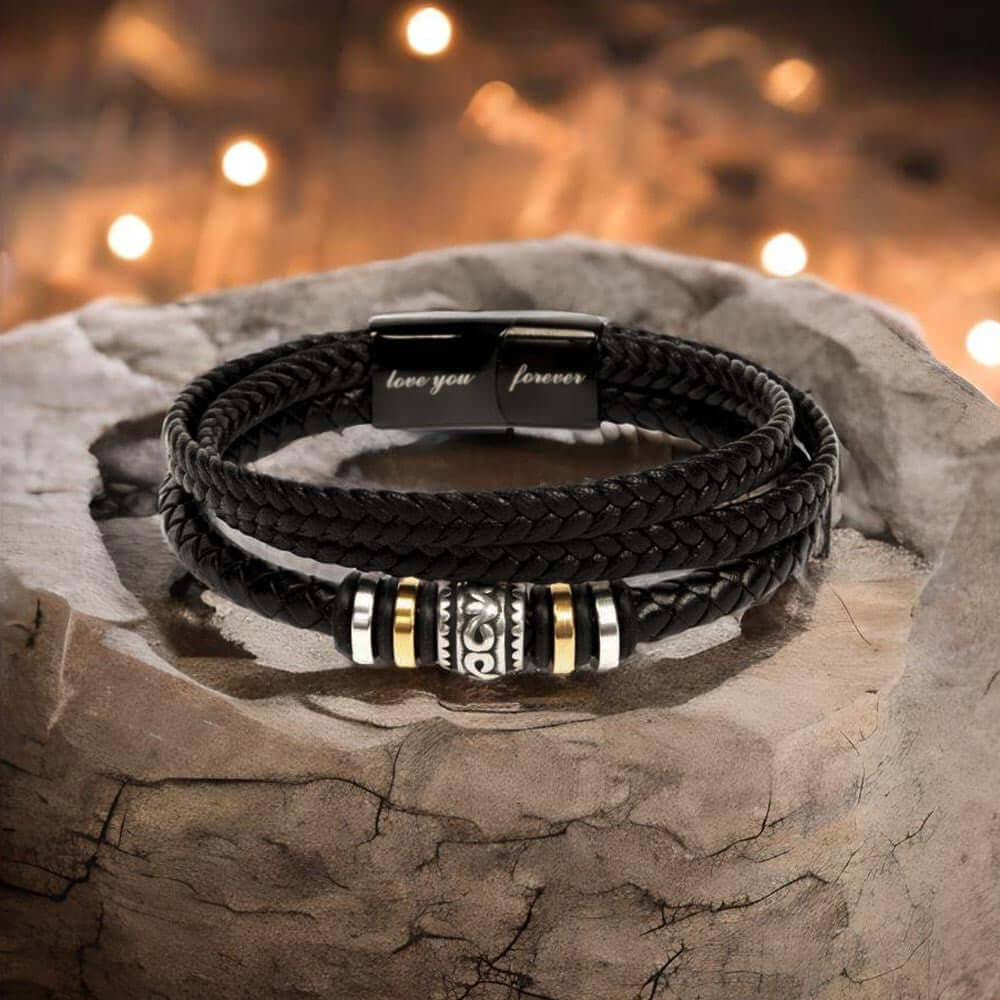 To My Grandson | Braided Leather Bracelet Gift Set - SS585V Jewelry ShineOn Fulfillment