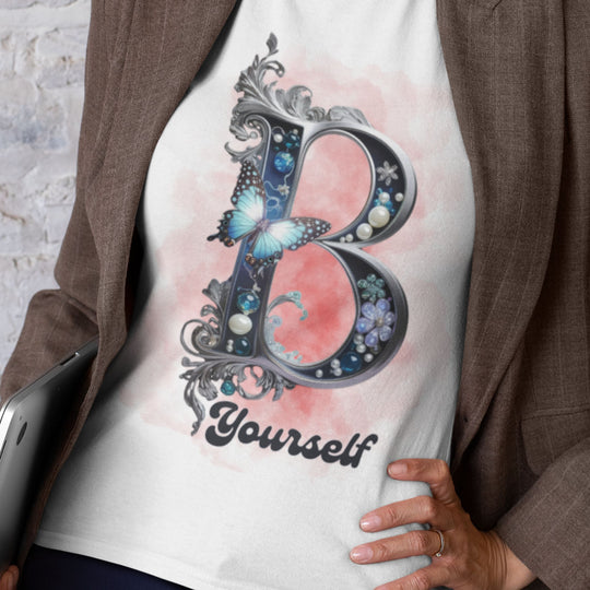 Letter B Elegant and Feminine T-shirt T-Shirt Printify