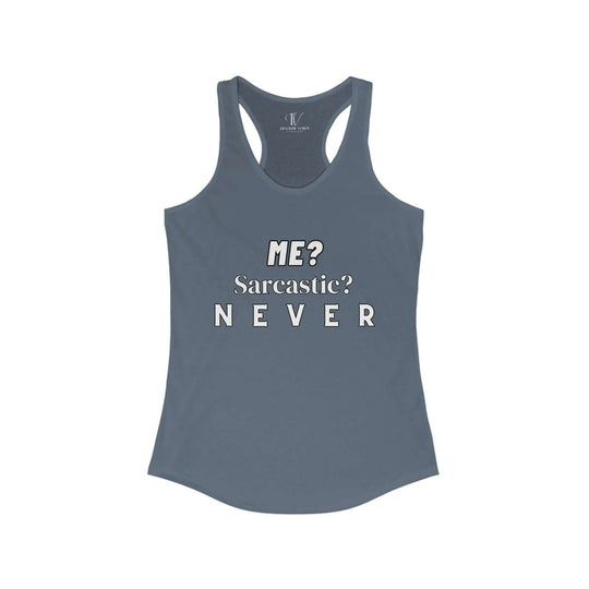Racerback Tank 'Me Sarcastic Never' Women's Top Tank Top Printify XS Solid Indigo
