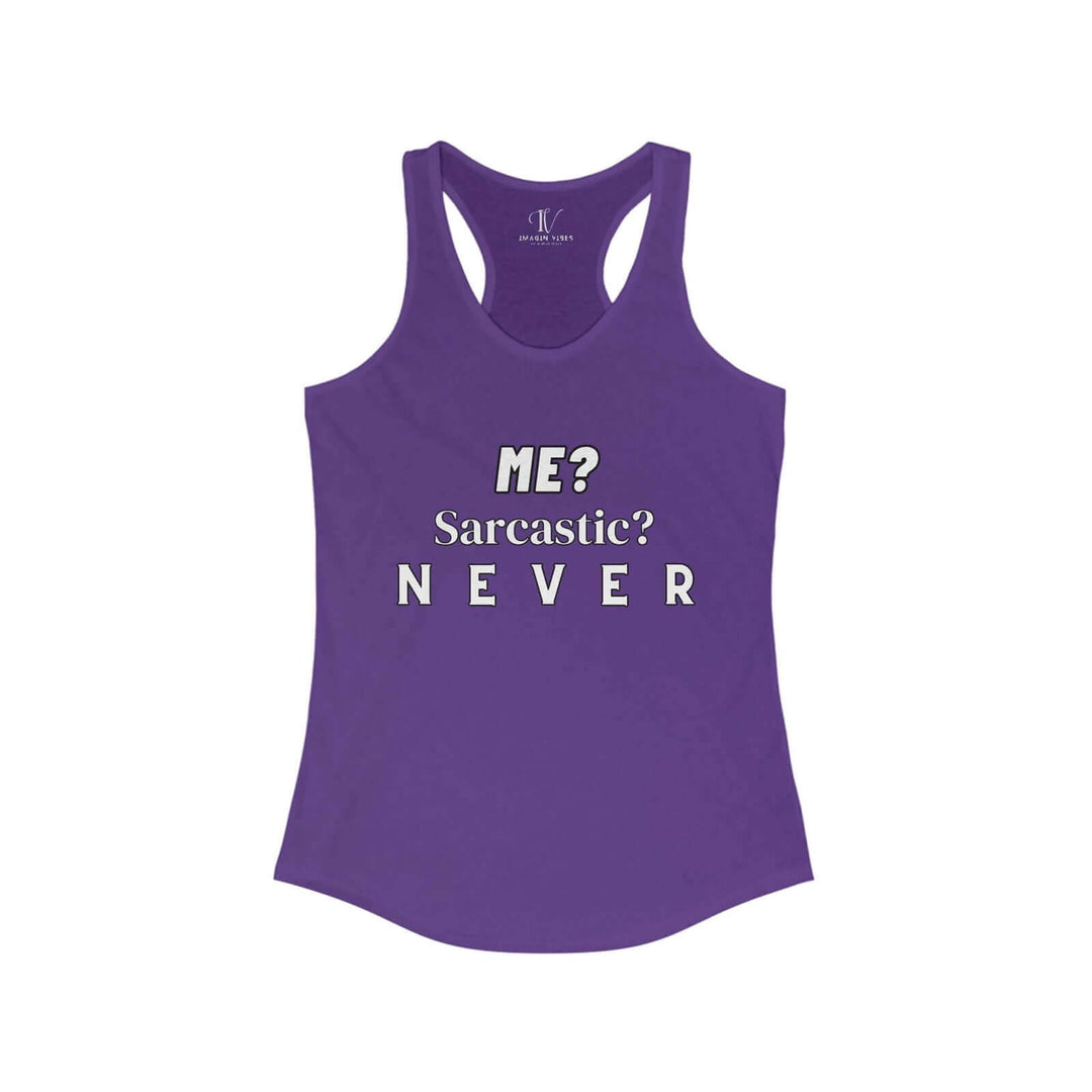Racerback Tank 'Me Sarcastic Never' Women's Top Tank Top Printify XS Solid Purple Rush