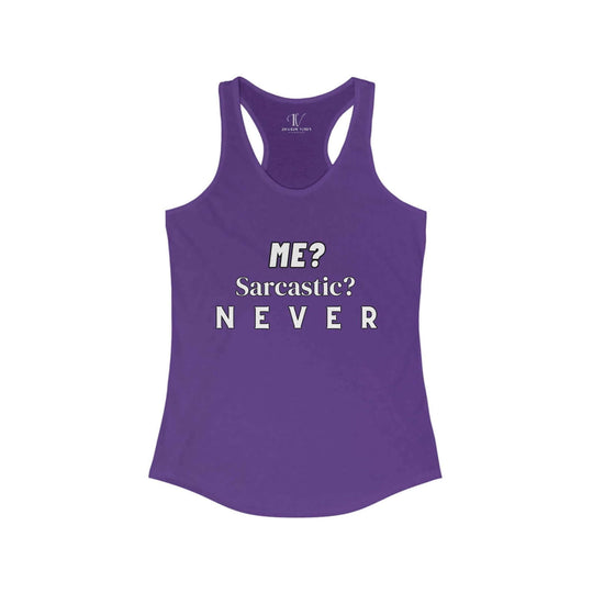 Racerback Tank 'Me Sarcastic Never' Women's Top Tank Top Printify XS Solid Purple Rush