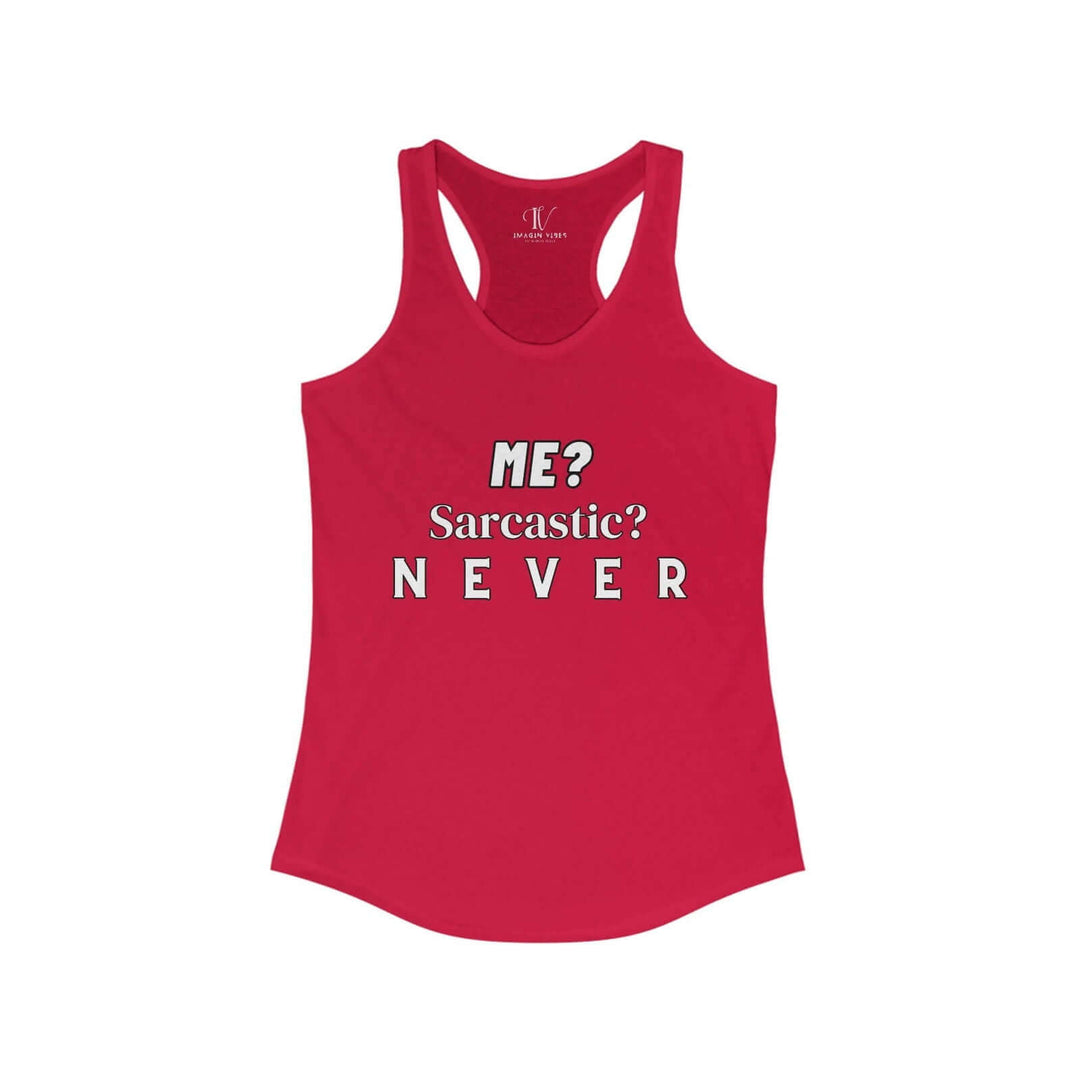 Racerback Tank 'Me Sarcastic Never' Women's Top Tank Top Printify XS Solid Red