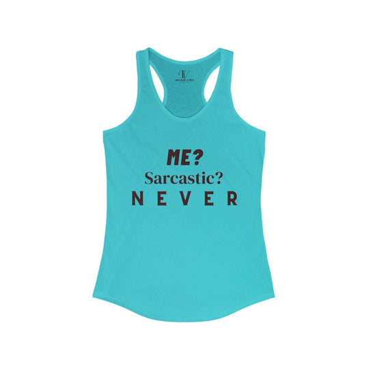 Racerback Tank 'Me Sarcastic Never' Women's Top Tank Top Printify XS Solid Tahiti Blue