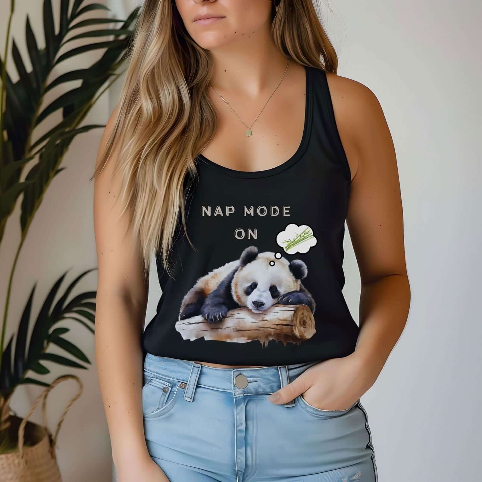 Nap Mode On: Sleeping Panda Racerback Tank Top - Imagin Vibes - 