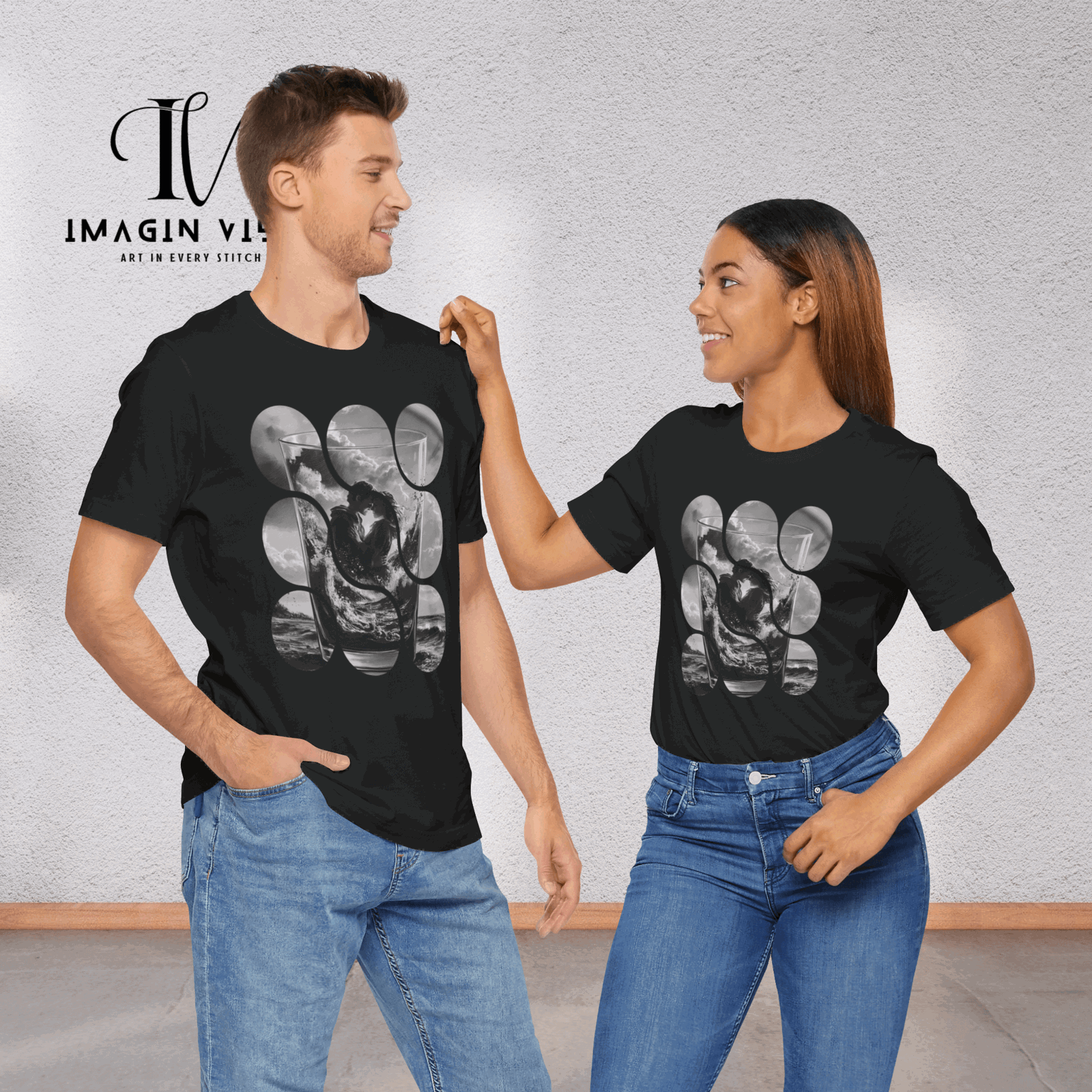 Ocean Love Story: Couples T-Shirt - "Ocean Embrace" - Imagin Vibes - 