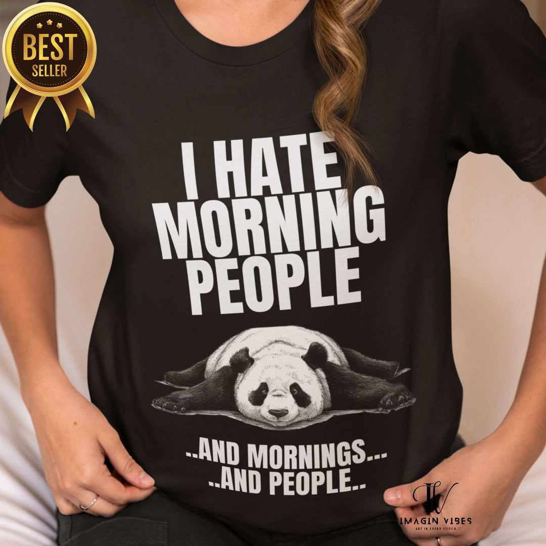 Panda Antisocial Tee: Mornings & People? Nah - Imagin Vibes - 