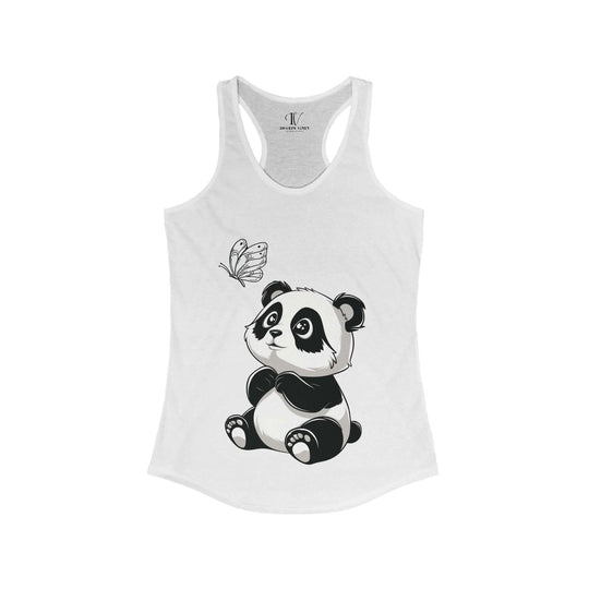 Panda & Butterfly: Women's Cute Racerback Tank Top - Imagin Vibes - 