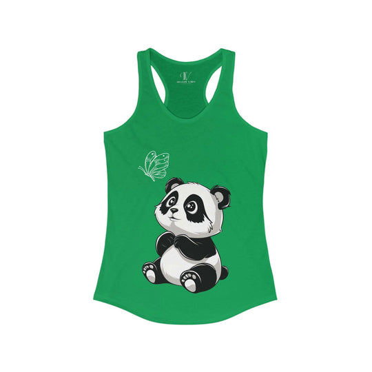 Panda & Butterfly: Women's Cute Racerback Tank Top - Imagin Vibes - 