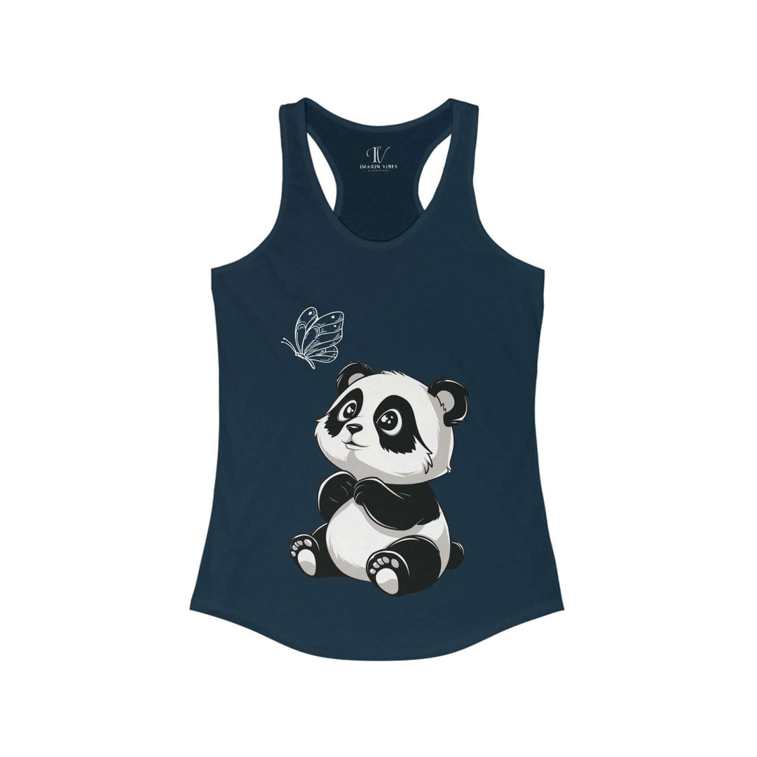 Panda & Butterfly: Women's Cute Racerback Tank Top - Imagin Vibes - 