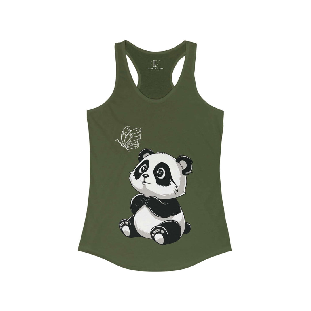 Panda & Butterfly: Women's Cute Racerback Tank Top - Imagin Vibes - 