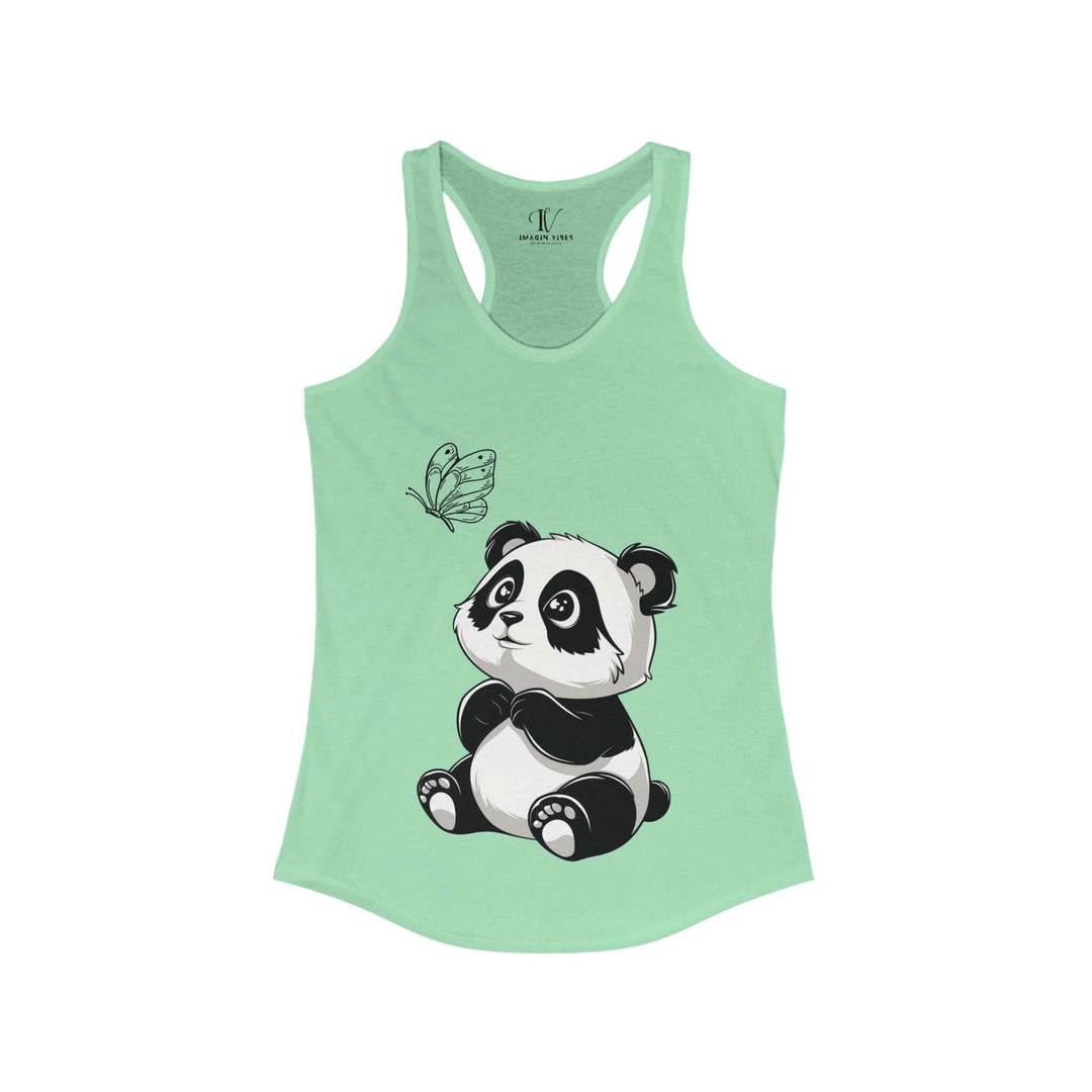 Panda & Butterfly: Women's Cute Racerback Tank Top - Imagin Vibes - 