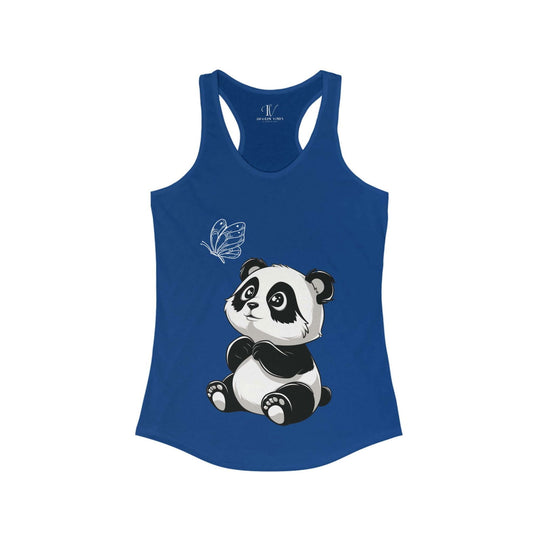 Panda & Butterfly: Women's Cute Racerback Tank Top - Imagin Vibes - 