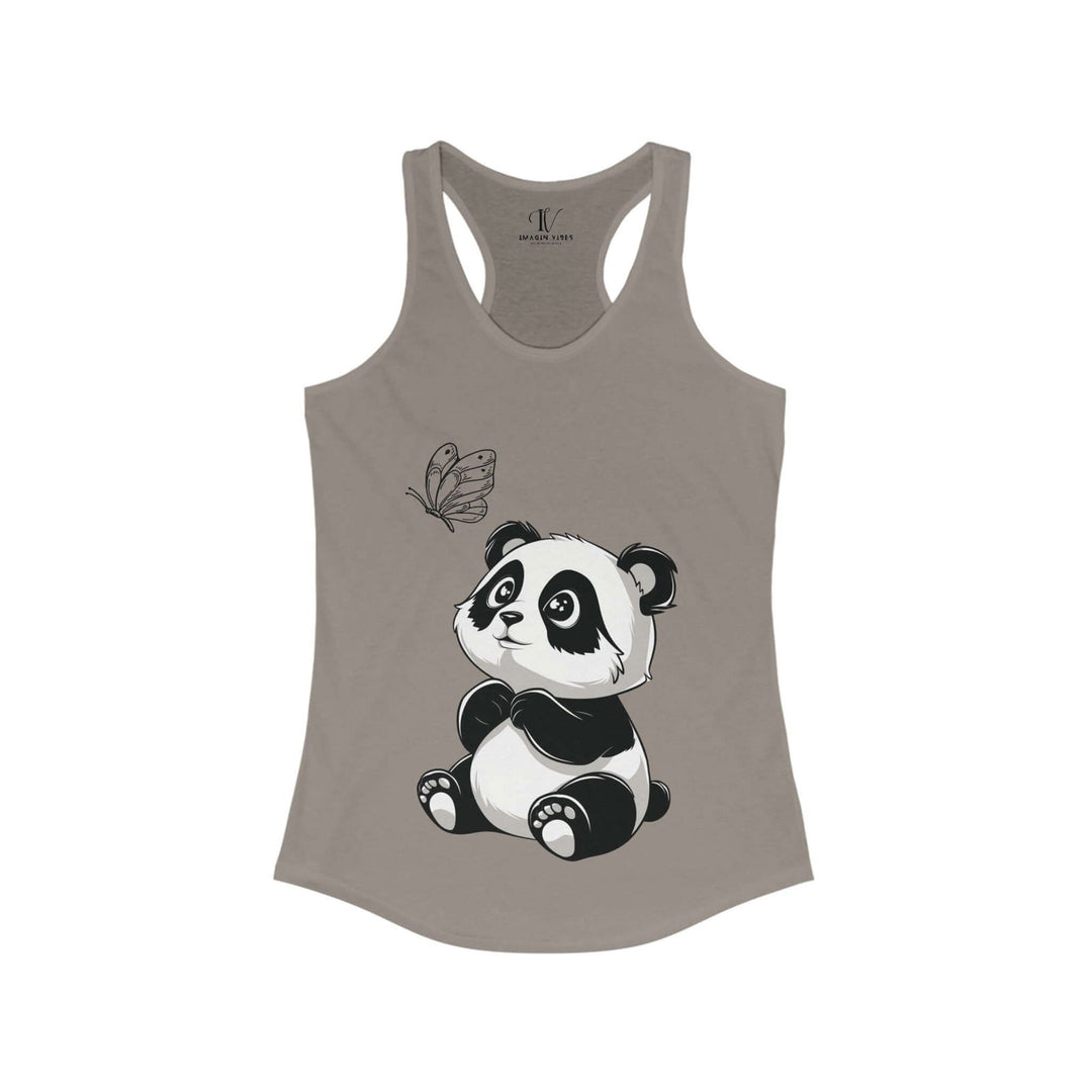 Panda & Butterfly: Women's Cute Racerback Tank Top - Imagin Vibes - 