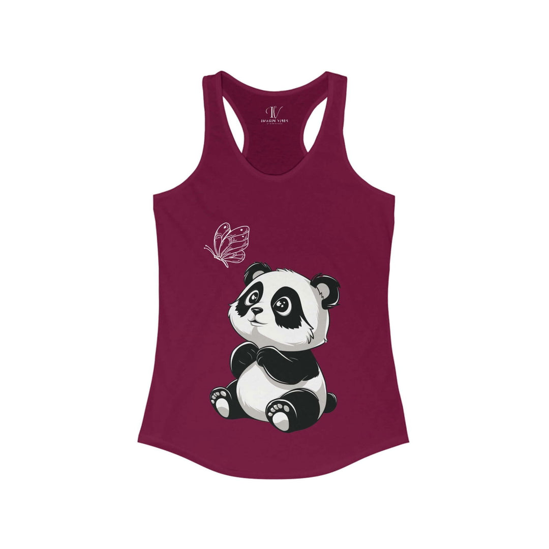 Panda & Butterfly: Women's Cute Racerback Tank Top - Imagin Vibes - 