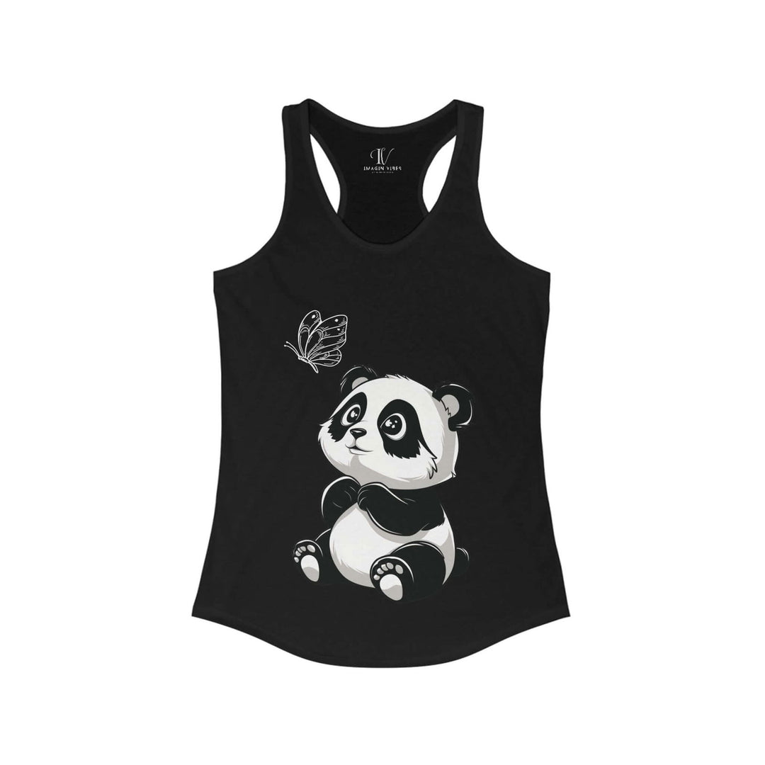 Panda & Butterfly: Women's Cute Racerback Tank Top - Imagin Vibes - 