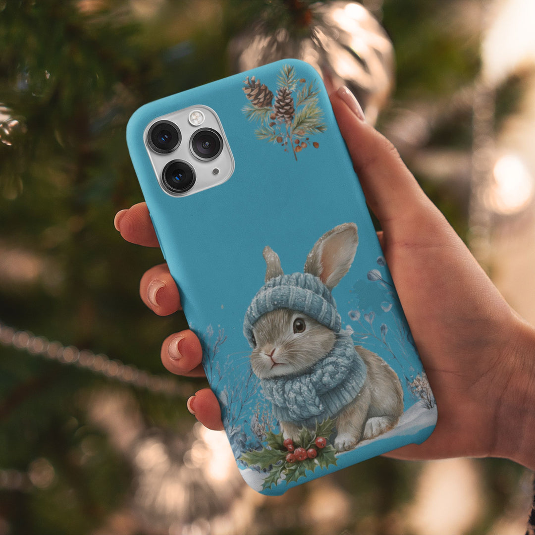 Phone Case - Winter Bunny with Hat and Scarf Phone Case Printify