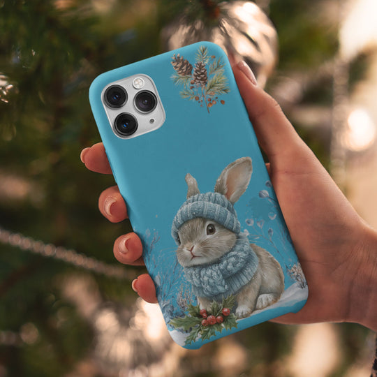 Phone Case - Winter Bunny with Hat and Scarf Phone Case Printify
