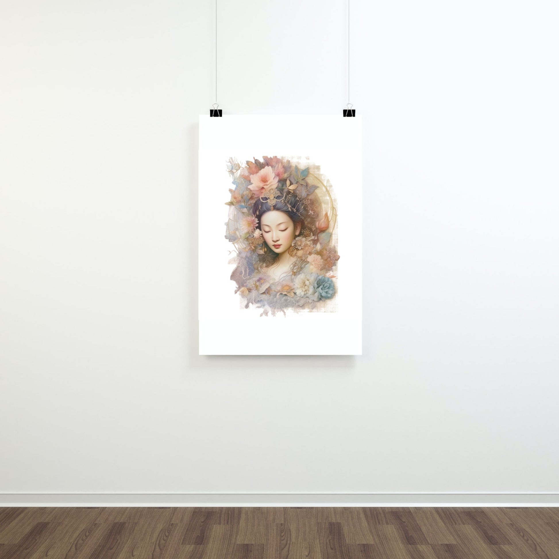 Quan Yin Poster - Goddess of Compassion, Spiritual Art Print, Guan Yin Wall Decor Poster   