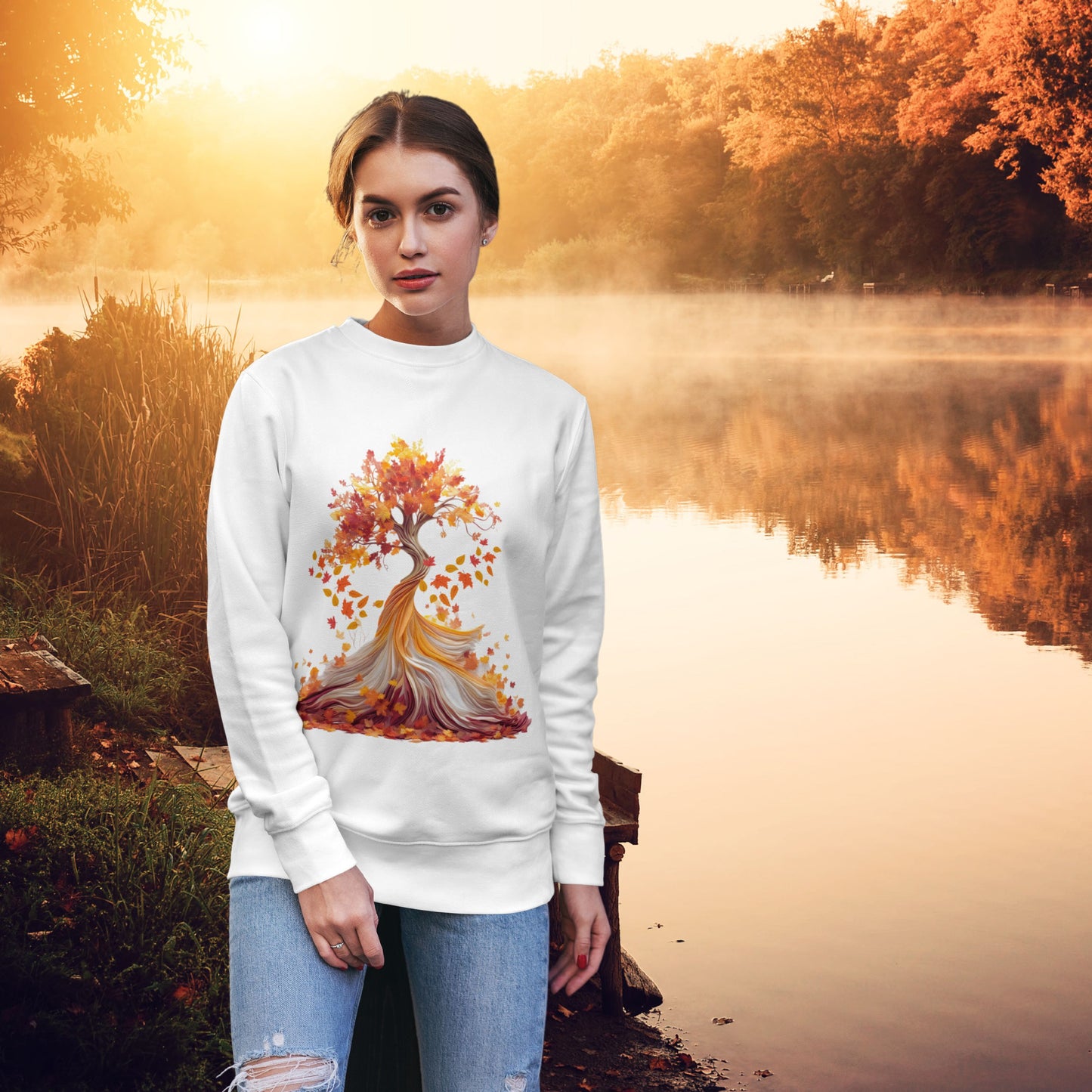Majestic Autumn Tree Sweatshirt - Unique Design with Abstraction, Stylish Fall-themed Apparel, Cottaragore Fall Fashion Sweatshirt   