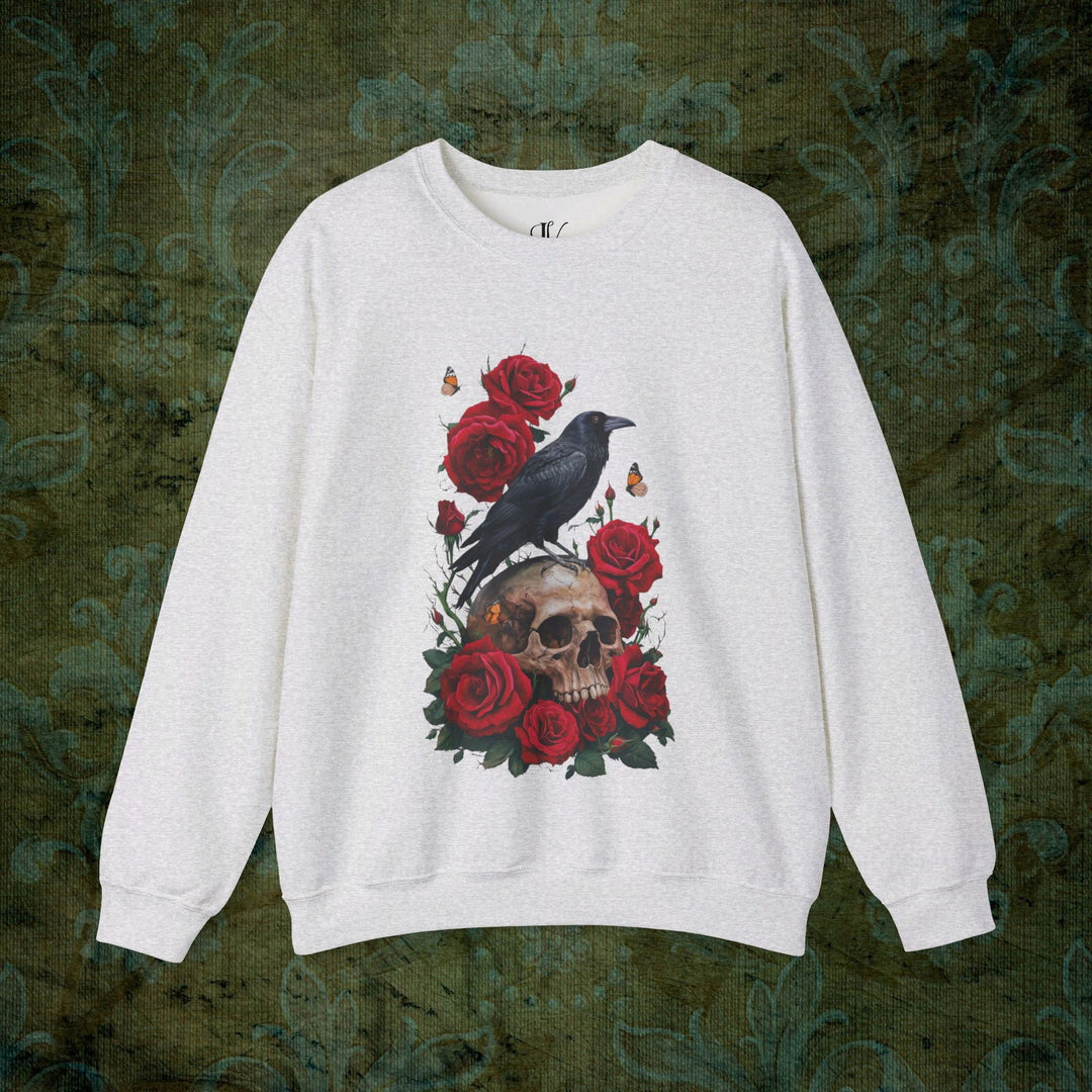 Raven's Requiem: Gothic Sweatshirt Sweatshirt Printify S Ash