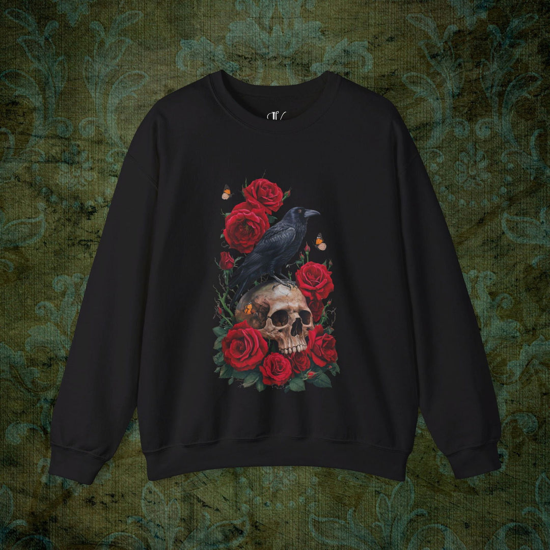 Raven's Requiem: Gothic Sweatshirt Sweatshirt Printify S Black