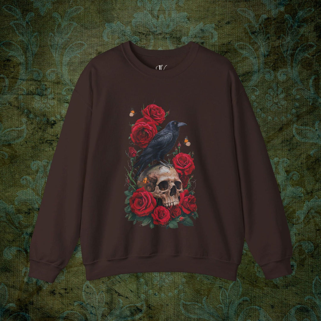 Raven's Requiem: Gothic Sweatshirt Sweatshirt Printify S Dark Chocolate