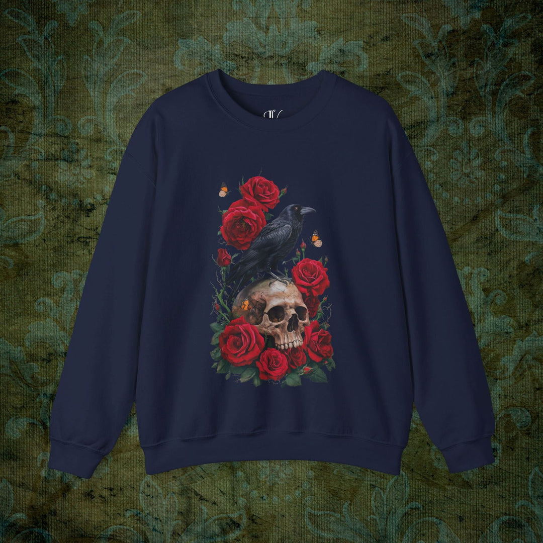 Raven's Requiem: Gothic Sweatshirt Sweatshirt Printify S Navy