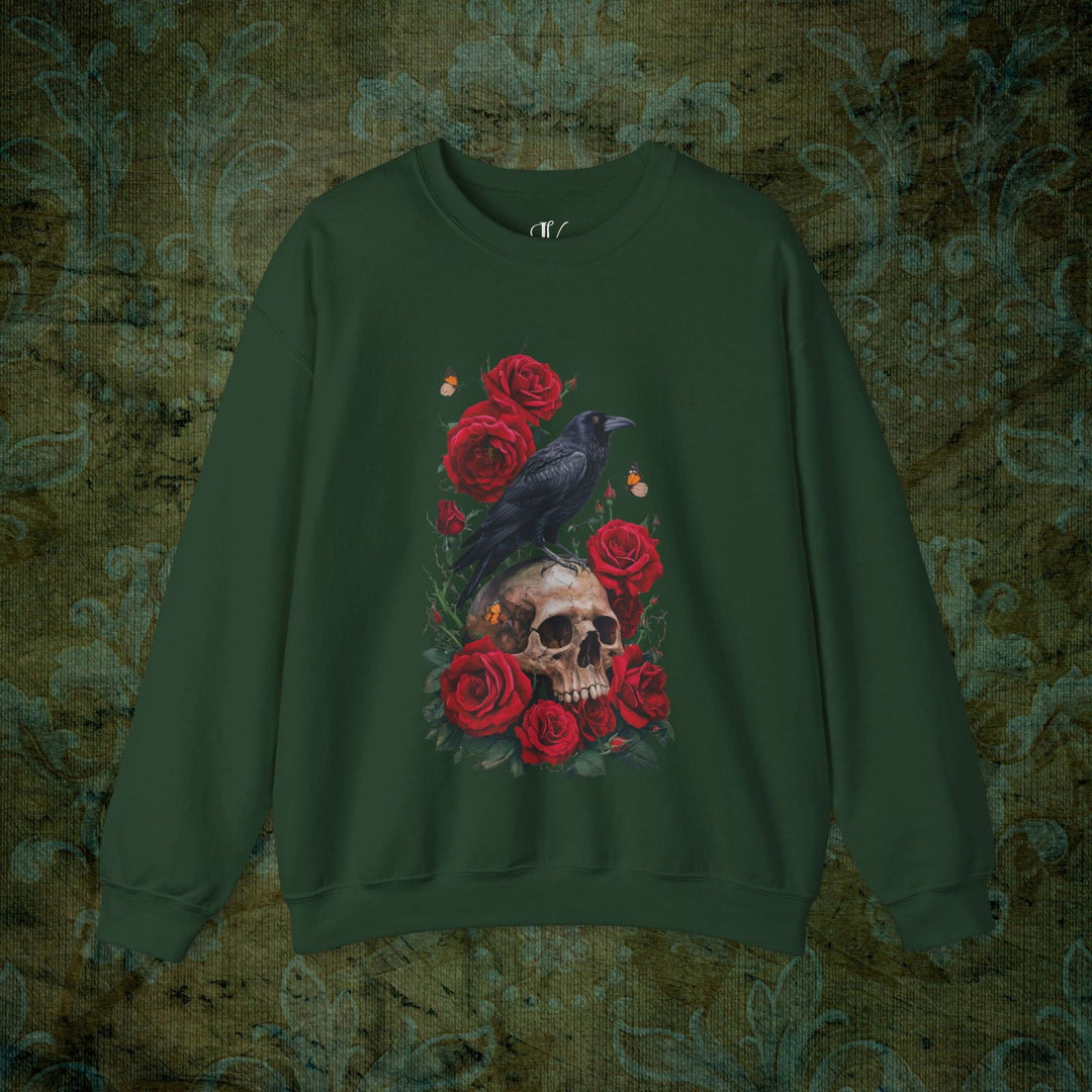 Raven's Requiem: Gothic Sweatshirt Sweatshirt Printify S Forest Green