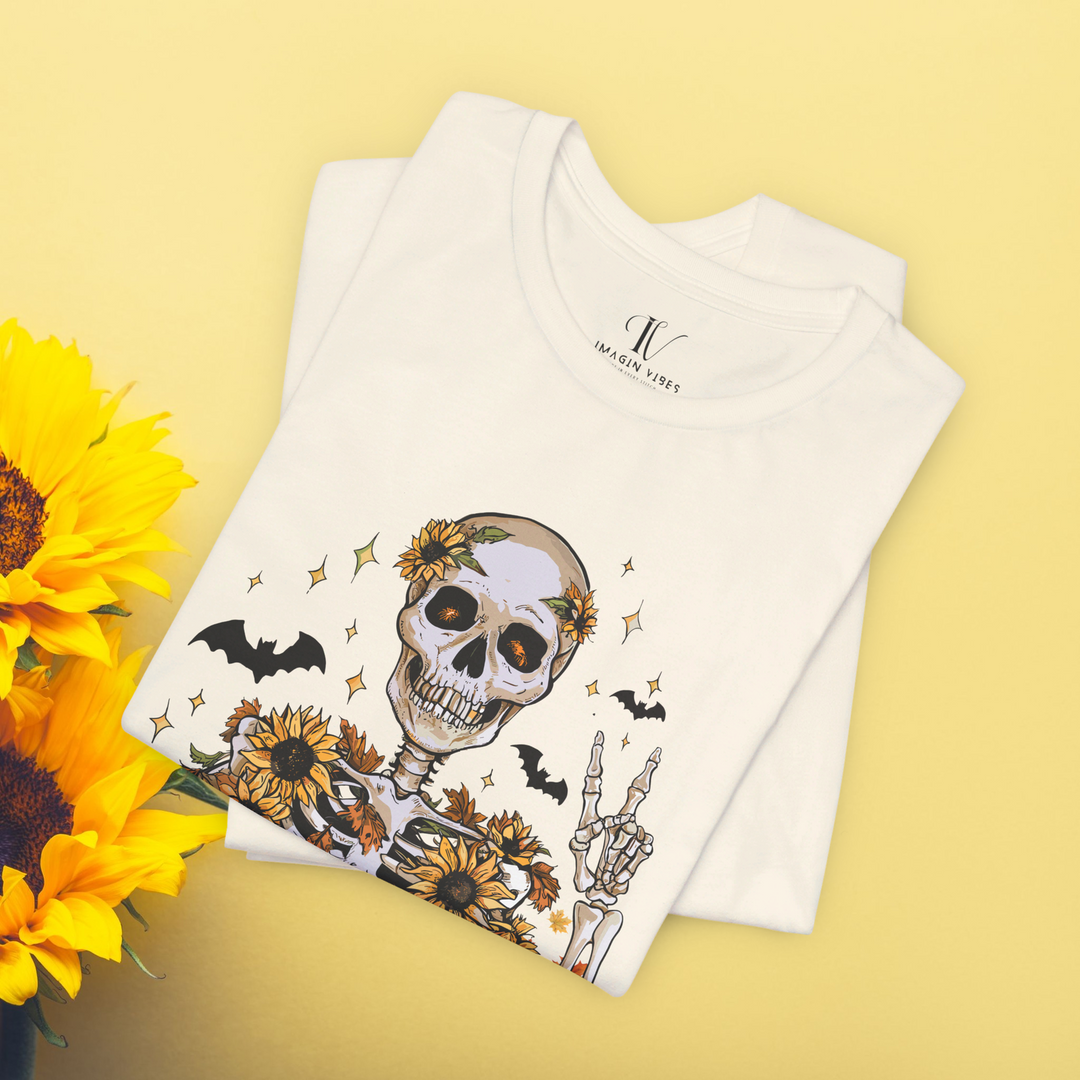 Retro Fall Skeleton: Spooky Halloween T-Shirt - Imagin Vibes - 