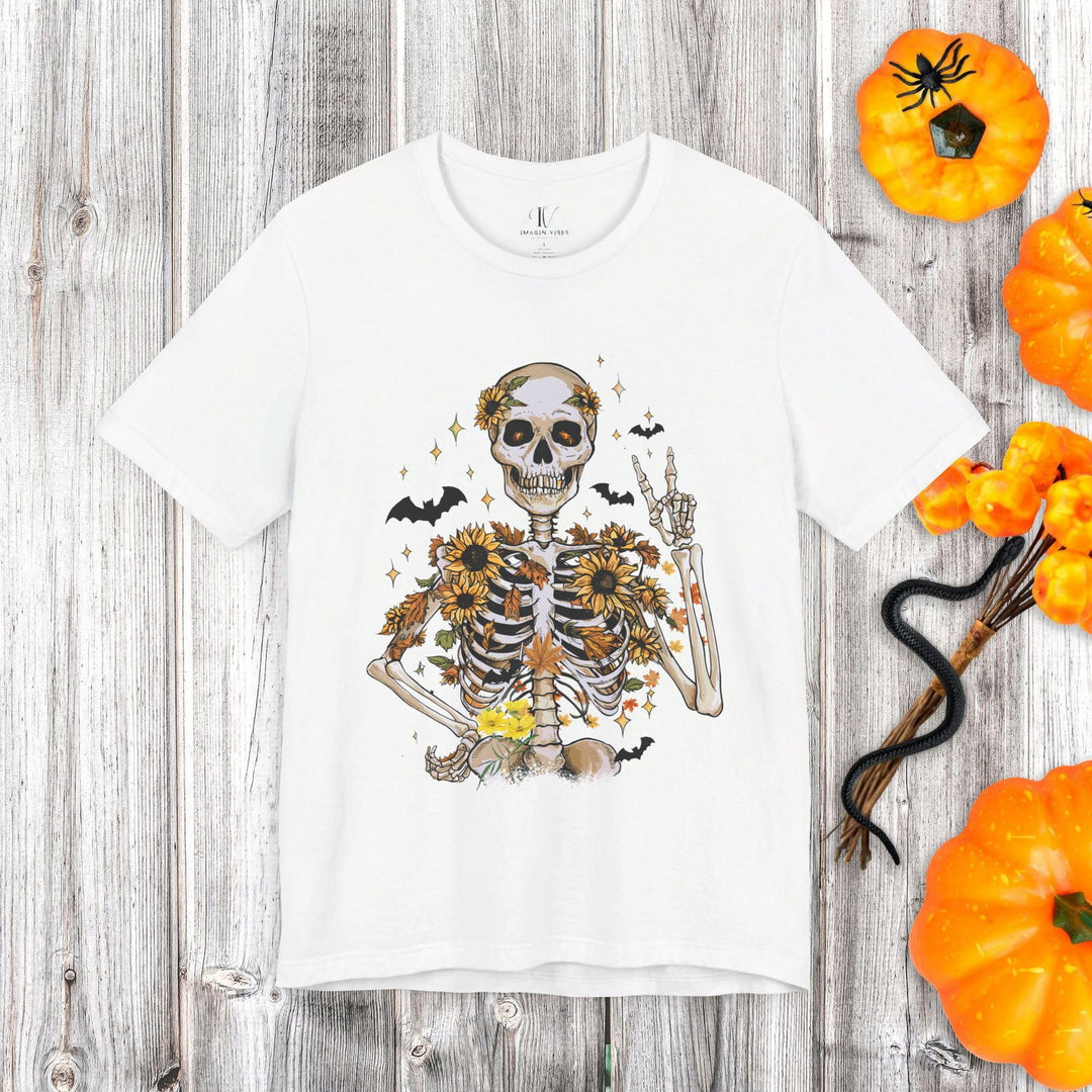 Retro Fall Skeleton: Spooky Halloween T-Shirt - Imagin Vibes - 