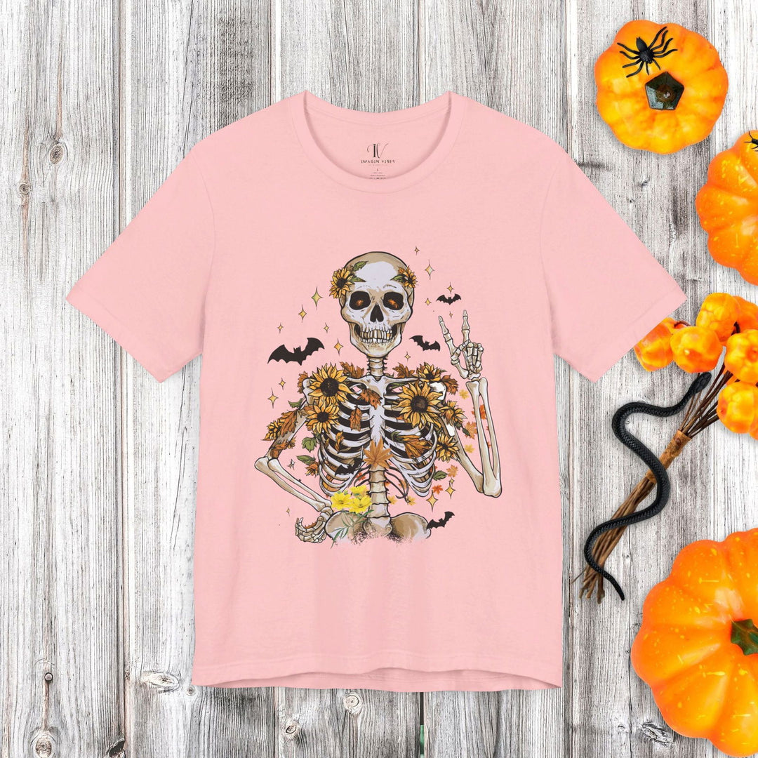 Retro Fall Skeleton: Spooky Halloween T-Shirt - Imagin Vibes - 