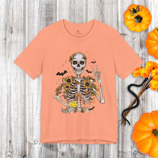 Retro Fall Skeleton: Spooky Halloween T-Shirt - Imagin Vibes - 